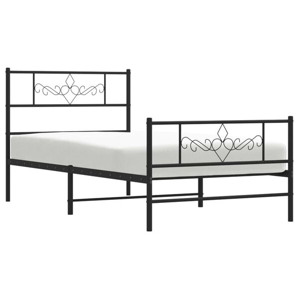 vidaXL Metal Bed Frame without Mattress with Footboard Black 107x203cm