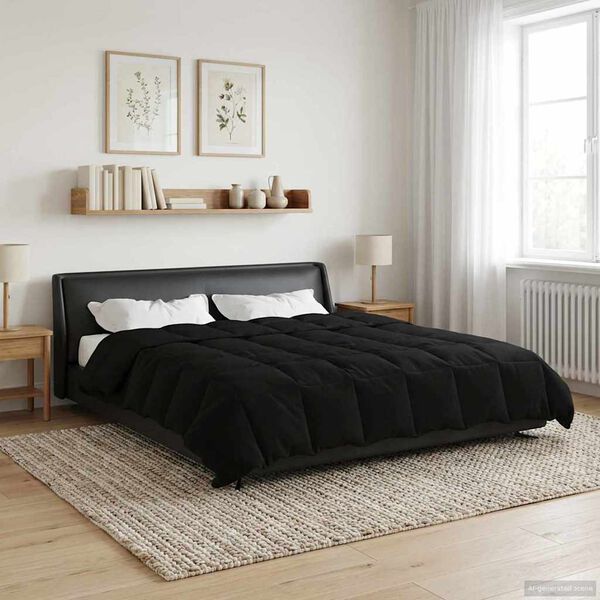 vidaXL Summer Duvet Quilted Black 220 x 240 cm Microfiber