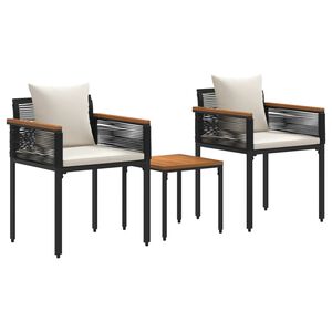 vidaXL Outdoor Furniture Set Black and Cream White Poly Rattan