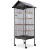 vidaXL Bird Cage | Black | Steel | Large | Portable | Bird Cage | Square