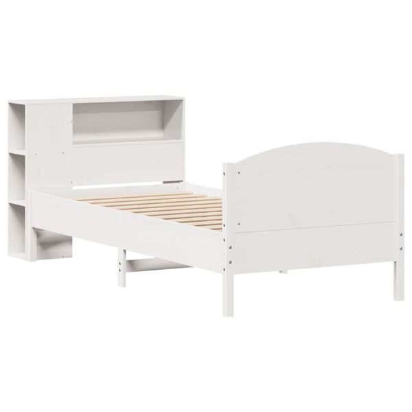 vidaXL Bookcase Bed without Mattress White 75x190cm Small Single Solid Wood Pine