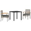 vidaXL Garden Dining Set 3 pcs Grey Poly Rattan