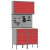 vidaXL Work Cabinet with Drawer 5 pcs Red Engineered Wood and Steel