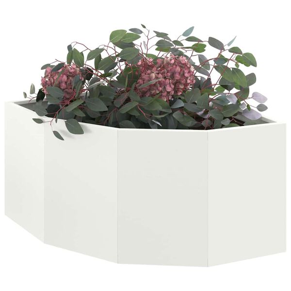 vidaXL Corner Planter White 60 x 60 x 35 cm Steel