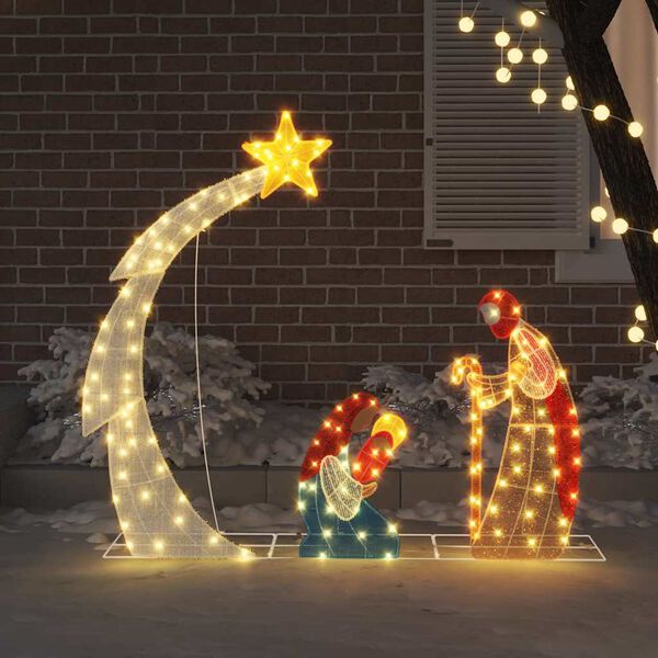 vidaXL Nativity Scene Warm White 149 x32 x 127.5 cm Polyester