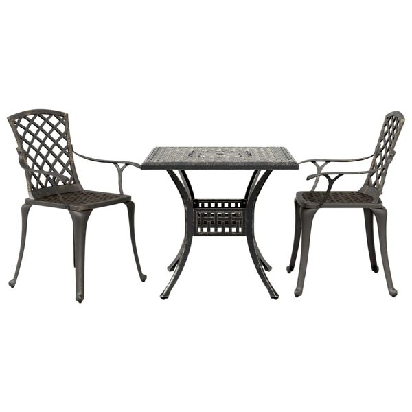 vidaXL 3 Piece Bistro Set Bronze Cast Aluminium