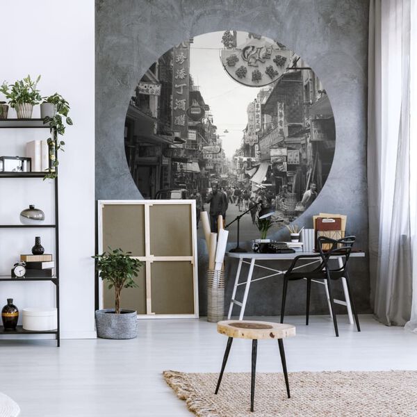 WallArt Wallpaper Circle Hong Kong the Old Days 190 cm