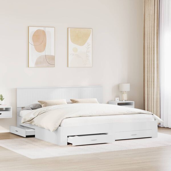 vidaXL Bed Frame with Headboard White 200 x 200 cm Engineered Wood