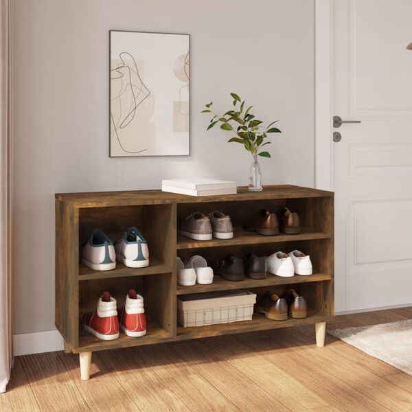 vidaXL Shoe Cabinet Smoked Oak 102x36x60 cm Engineered Wood