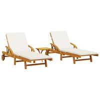vidaXL Sun Loungers 2 pcs with Table Solid Wood Acacia
