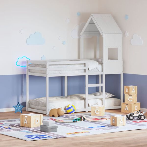 vidaXL Kids' Bed Roof White 55x99x139.5 cm Solid Wood Pine