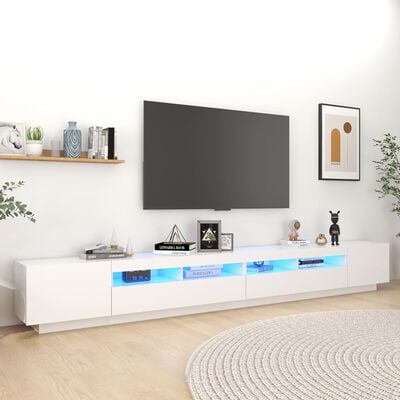 vidaXL TV Cabinet with LED Lights White 300x35x40 cm