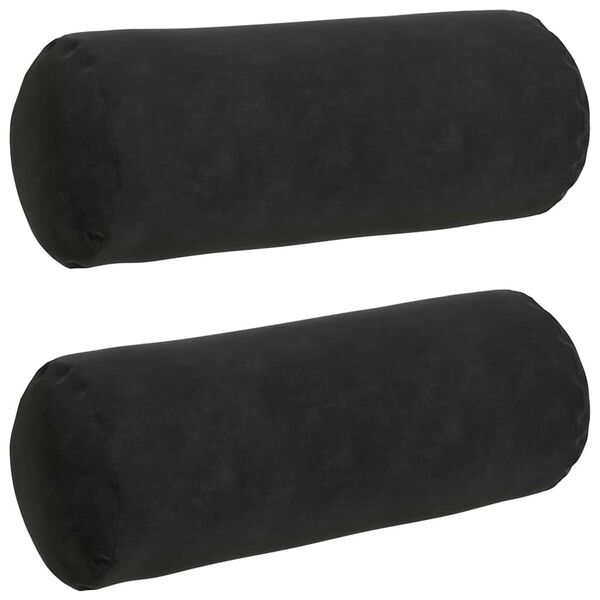 vidaXL Bolster Pillows 2 pcs Black Ø 15 x 40 cm Corduroy Fabric
