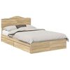 vidaXL Storage Bed with Drawer Sonoma Oak 135 x 190 cm Engineered Wood