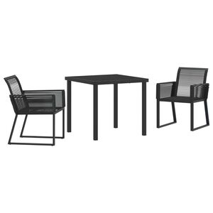 vidaXL Garden Dining Set 3 pcs Black Powder-Coated Steel