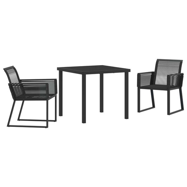 vidaXL Garden Dining Set 3 pcs Black Powder-Coated Steel