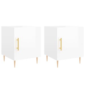vidaXL Bedside Cabinets 2 pcs High Gloss White 40x40x50 cm Engineered Wood
