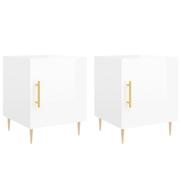 vidaXL Bedside Cabinets 2 pcs High Gloss White 40x40x50 cm Engineered Wood