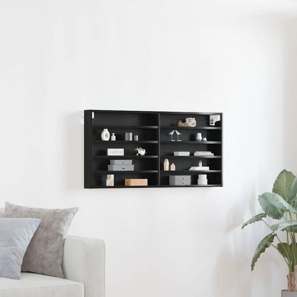 vidaXL Display Cabinet Black Oak 100 x 8.5 x 50 cm Engineered Wood