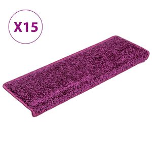vidaXL Carpet Stair Tread | Set of 15 | Violet | 100% polypropylene | 65x21x4 cm