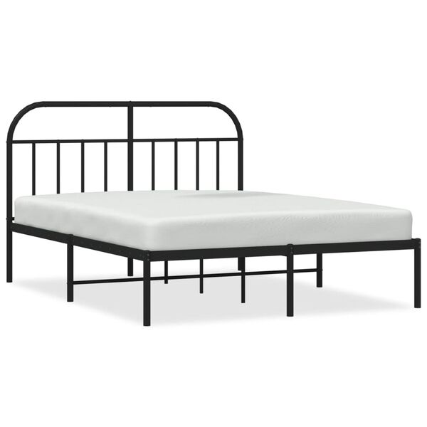 vidaXL Metal Bed Frame without Mattress with Headboard Black 140x190cm