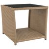 vidaXL Tea Table with Glass Top Beige Poly Rattan&Tempered Glass