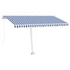vidaXL Freestanding Manual Retractable Awning 400x300 cm Blue/White (313191+46831+315091)