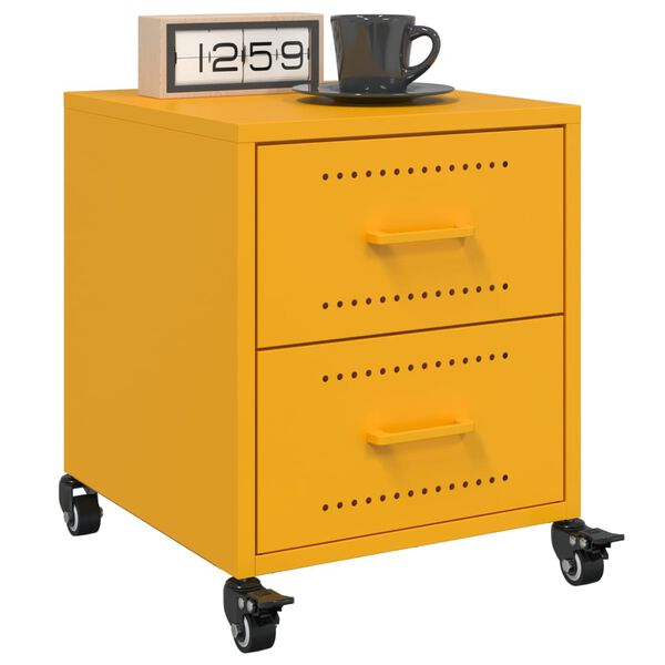 vidaXL Bedside Cabinets 2 pcs Mustard Yellow 36x39x43.5 cm Steel
