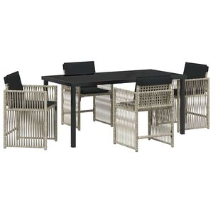 vidaXL Garden Dining Set 5 pcs Light Grey Poly Rattan