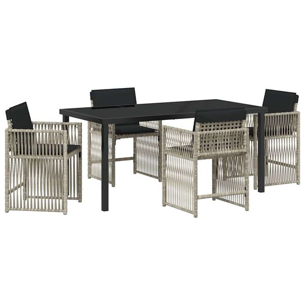 vidaXL Garden Dining Set 5 pcs Light Grey Poly Rattan