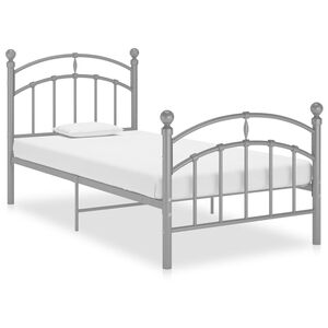 vidaXL Bed Frame without Mattress Grey Metal 100x200 cm