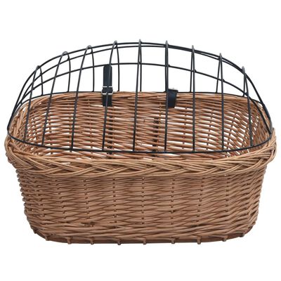 vidaXL Bike Front Basket with Cover 50x45x35 cm Natural Willow
