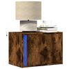 vidaXL Wall-mounted Bedside Cabinet with LED Lights Smoked Oak