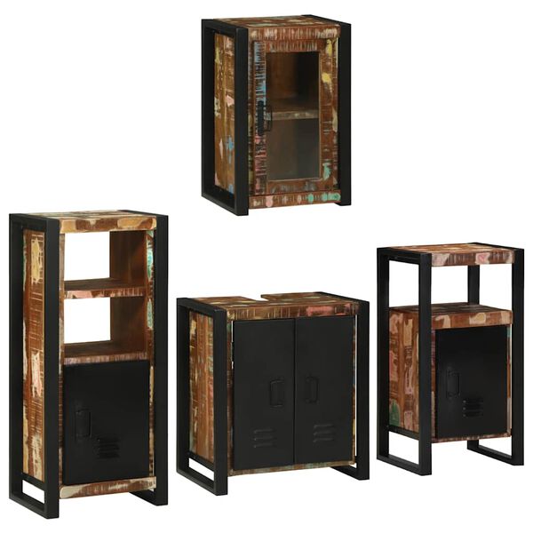 vidaXL Bathroom Furniture Set 4 pcs Multicolour Solid Reclaimed Wood