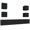 vidaXL 6 Piece TV Cabinet Set Black Engineered Wood