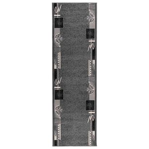 vidaXL Runner Rug FLORNES Woven Grey Leaves 67 x 150 cm PP 7 mm