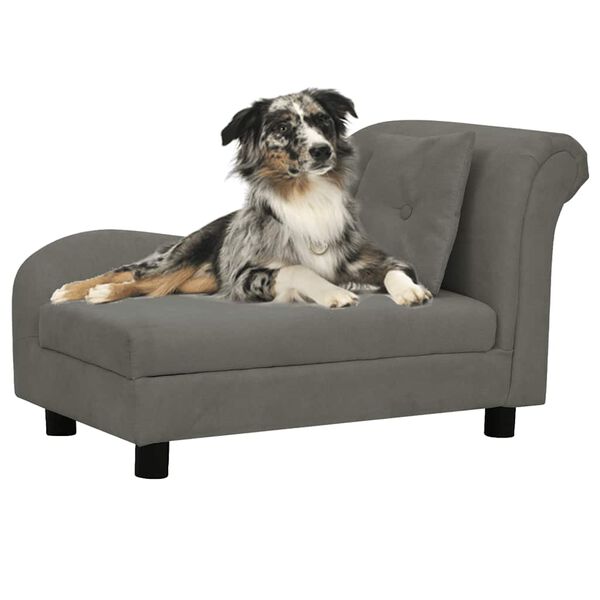 vidaXL Dog Sofa with Pillow Dark Grey 83x44x44 cm Plush