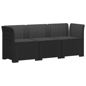 vidaXL 3-Seater Garden Sofa with Cushions Rattan Look PP Anthracite