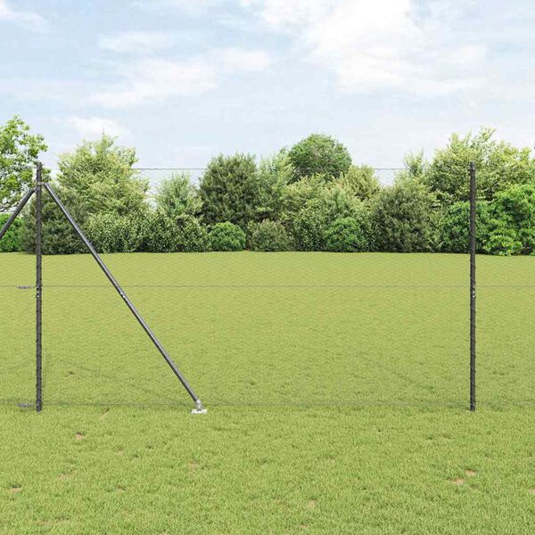 vidaXL Fence Post Grey 10 x 1.5 m (25 mm mesh) Steel and PVC