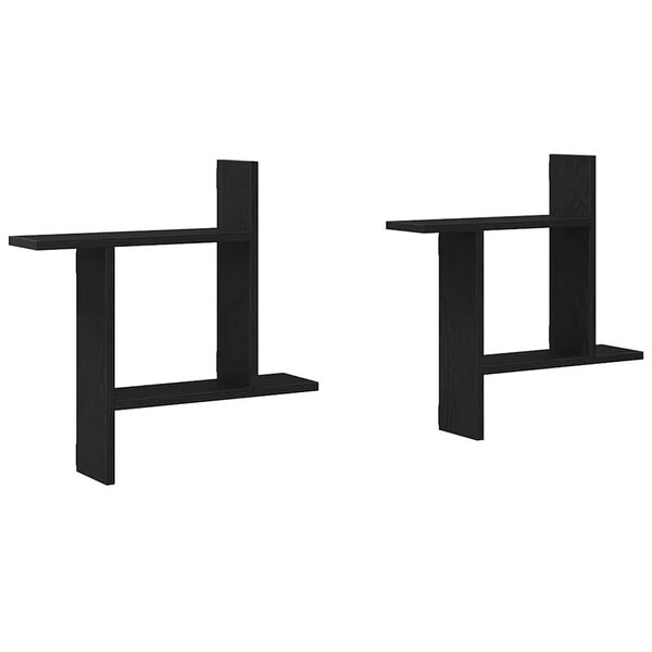 vidaXL Wall Shelves 2 pcs Black Oak 50x12x50 cm Engineered Wood