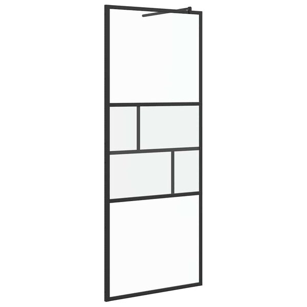 vidaXL Walk-in Shower Wall Black 80 x 195 x 0.5 cm Glass and Aluminium