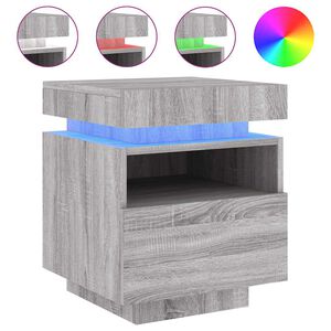 vidaXL Bedside Cabinet with LED Lights Grey Sonoma 40x39x48,5 cm