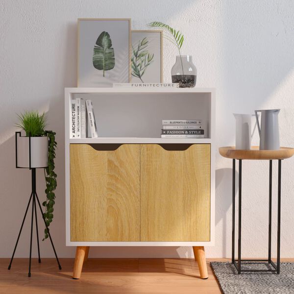 vidaXL Sideboard White and Sonoma Oak 60x30x72 cm Engineered Wood