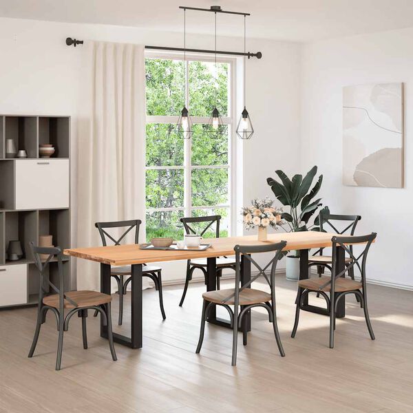 vidaXL Dining Table Legs U-Shaped 3 pcs Black 70x(72-73) cm Steel