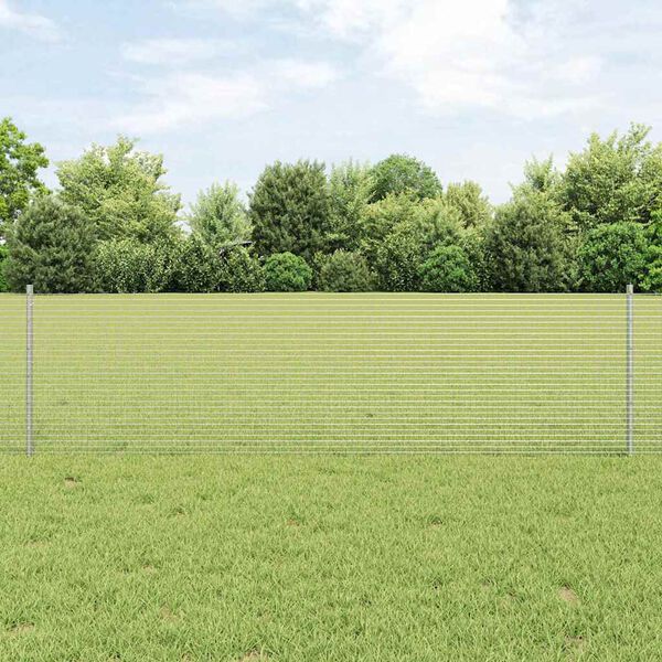 vidaXL Fence with Post Silver 0.6 x 10 m Steel