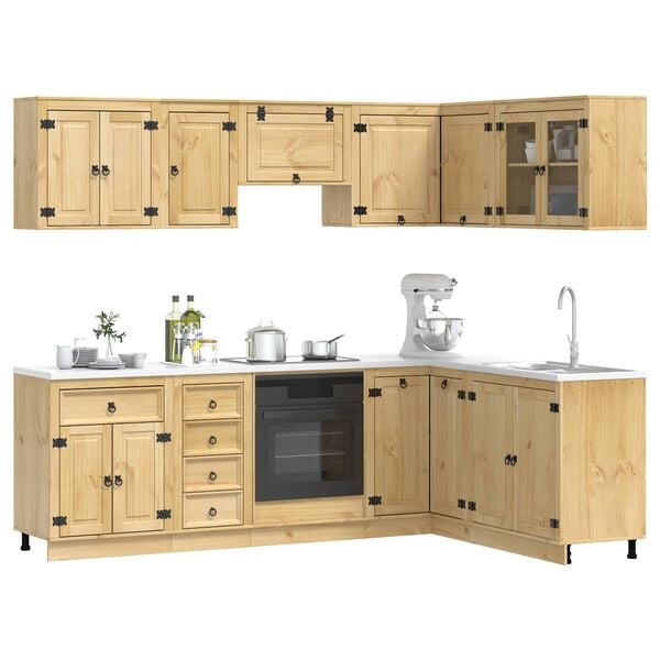 vidaXL Cabinet with Drawer SKI 10 pcs Honey Brown Solid Pine Wood