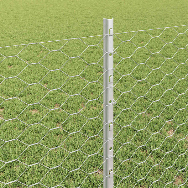 vidaXL Fence with Post Silver 0.8 x 25 m Steel