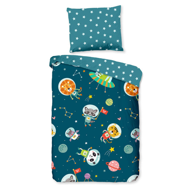 Good Morning Kids Duvet Cover SPACY 120x150 cm Petrol Blue