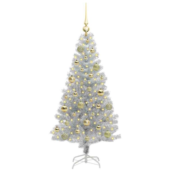 vidaXL Christmas Tree with 150 LEDs with Stand Silver 120 cm PET