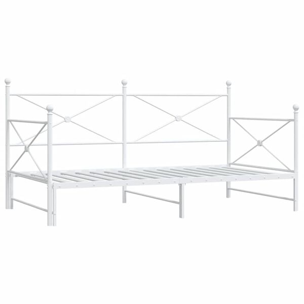 vidaXL Daybed with Trundle without Mattress White 100x190 cm Steel